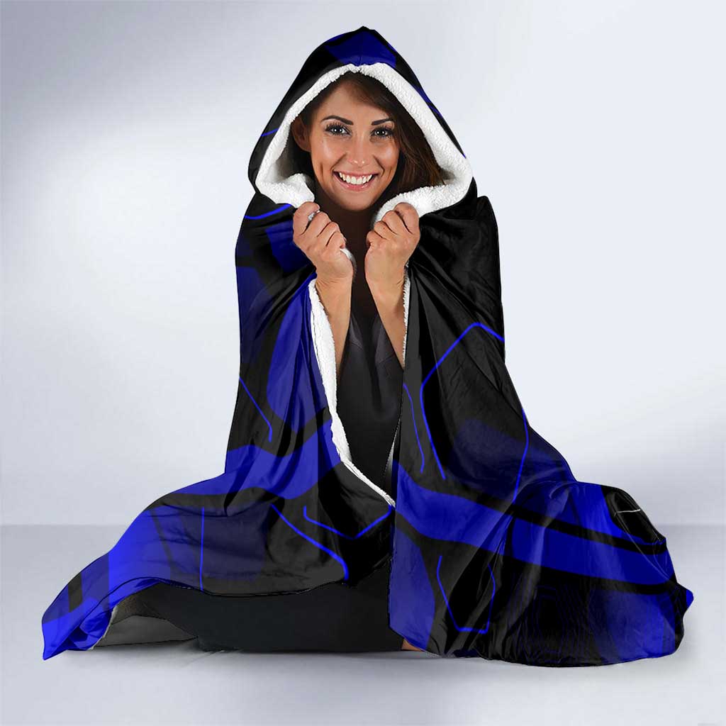 Megumi Fushiguro Jujutsu Kaisen Blue Hexagon Design Hooded Blanket with Shadow Techniques and Manga Style Art - The Mazicc