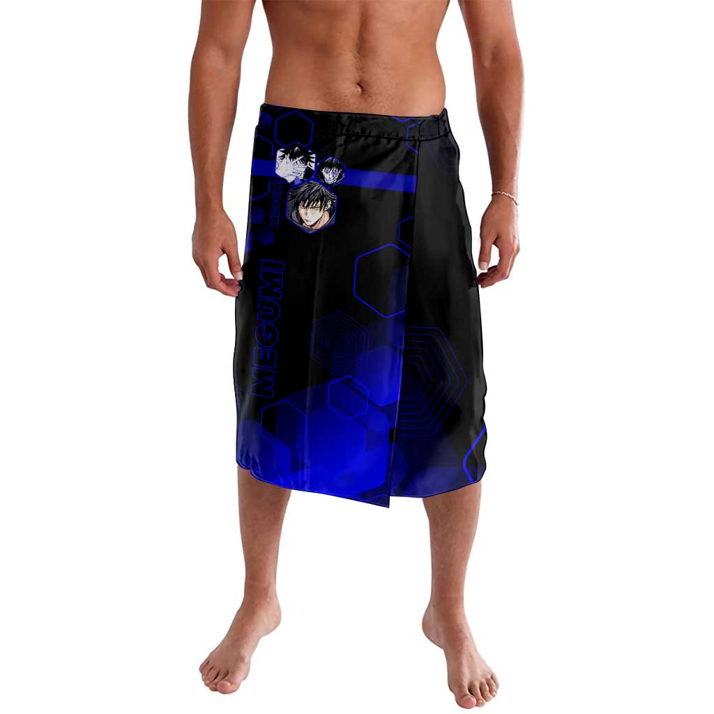 Megumi Fushiguro Jujutsu Kaisen Blue Hexagon Design Lavalava with Shadow Techniques and Manga Style Art - The Mazicc