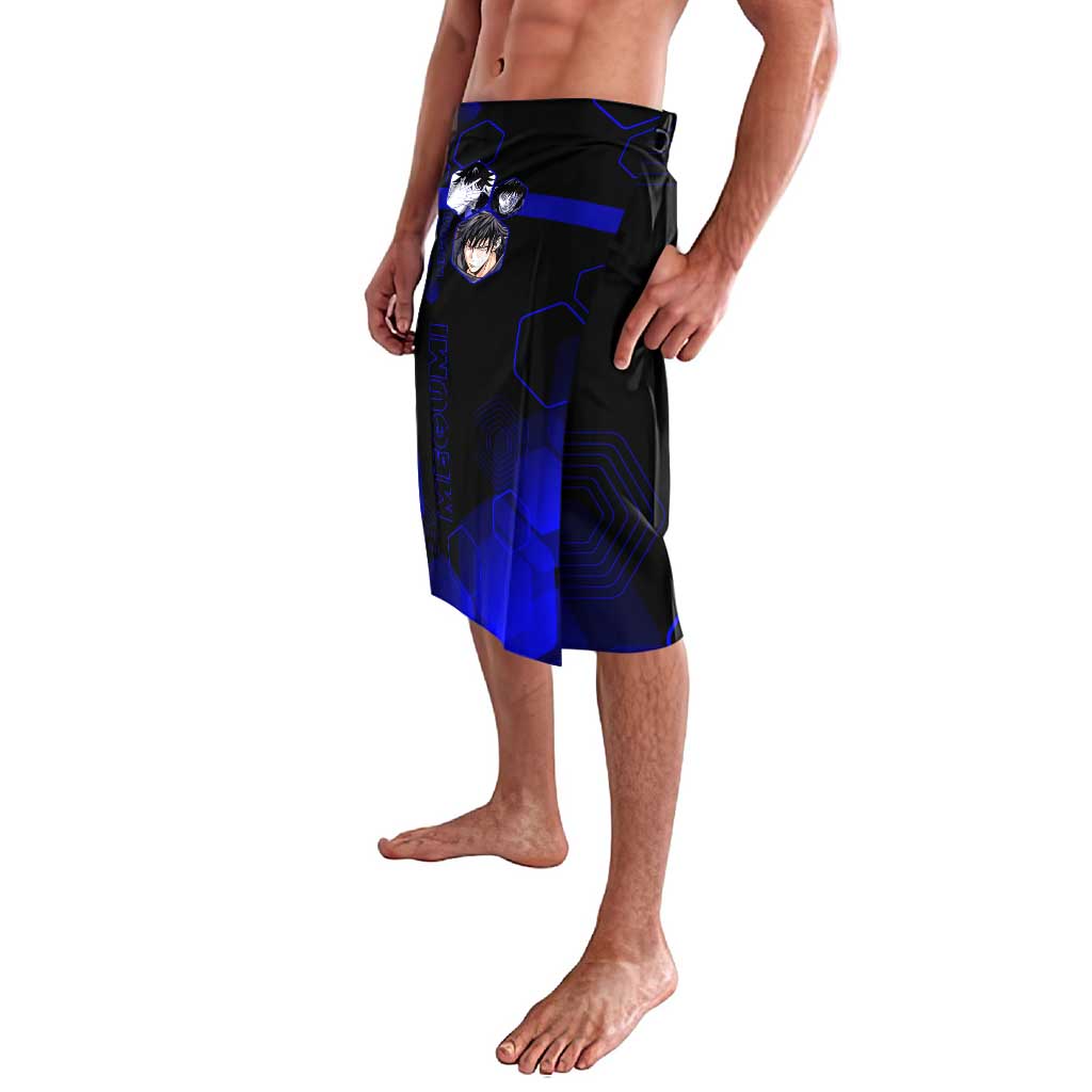 Megumi Fushiguro Jujutsu Kaisen Blue Hexagon Design Lavalava with Shadow Techniques and Manga Style Art - The Mazicc