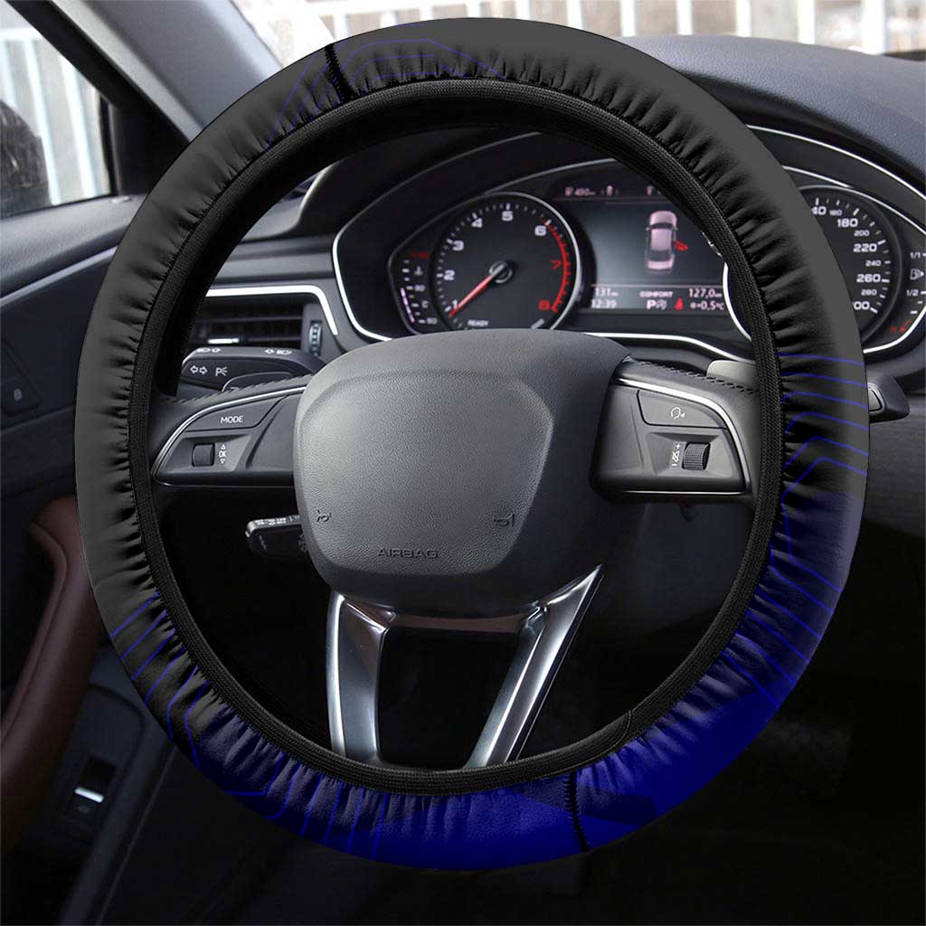 Megumi Fushiguro Jujutsu Kaisen Blue Hexagon Design Steering Wheel Cover with Shadow Techniques and Manga Style Art - The Mazicc