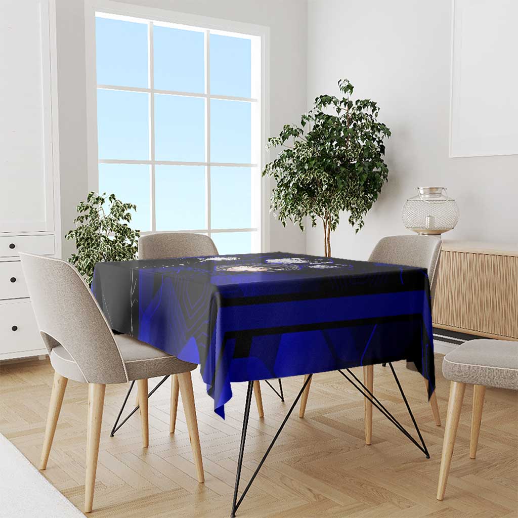Megumi Fushiguro Jujutsu Kaisen Blue Hexagon Design Tablecloth with Shadow Techniques and Manga Style Art - The Mazicc