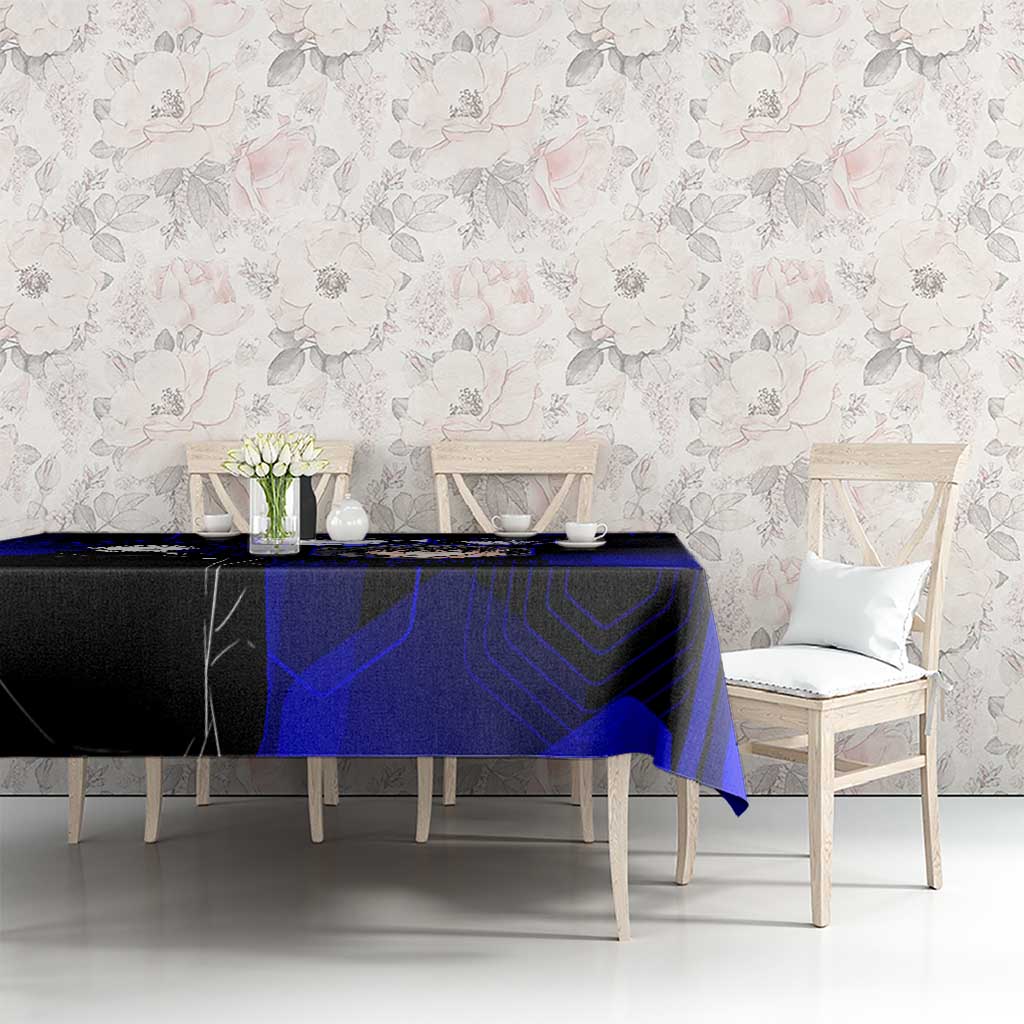 Megumi Fushiguro Jujutsu Kaisen Blue Hexagon Design Tablecloth with Shadow Techniques and Manga Style Art - The Mazicc