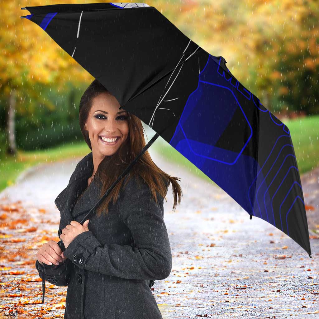 Megumi Fushiguro Jujutsu Kaisen Blue Hexagon Design Umbrella with Shadow Techniques and Manga Style Art - The Mazicc