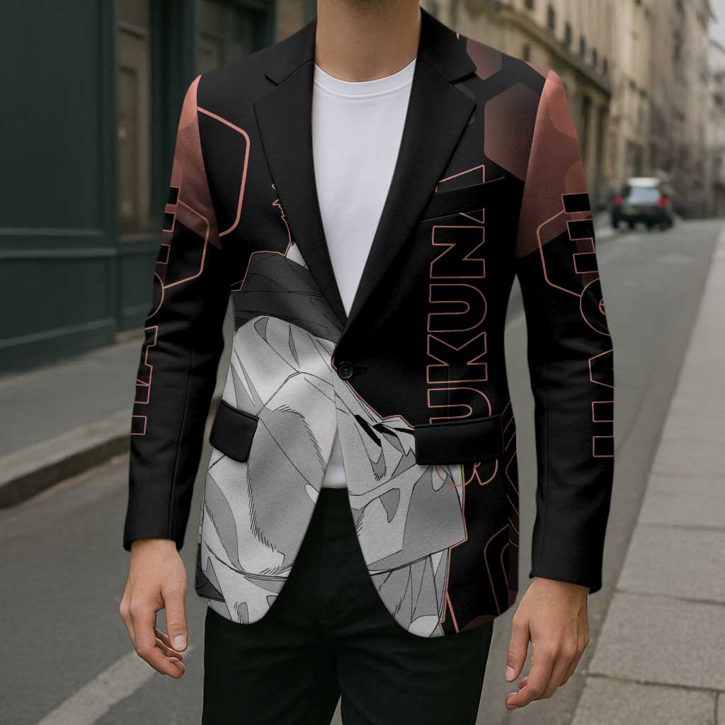 Ryomen Sukuna Jujutsu Kaisen Brown Hexagon Design Blazer with Cursed Marks and Manga Style Art - The Mazicc