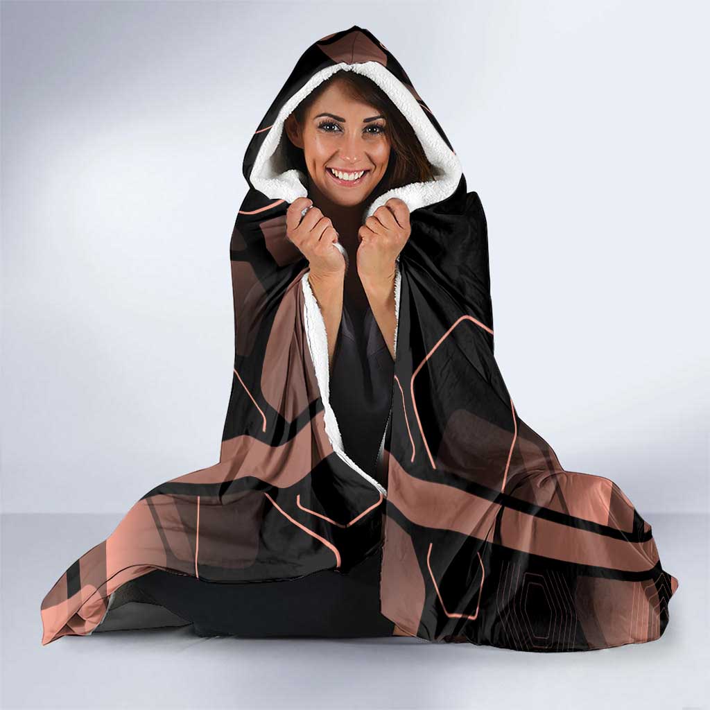 Ryomen Sukuna Jujutsu Kaisen Brown Hexagon Design Hooded Blanket with Cursed Marks and Manga Style Art - The Mazicc