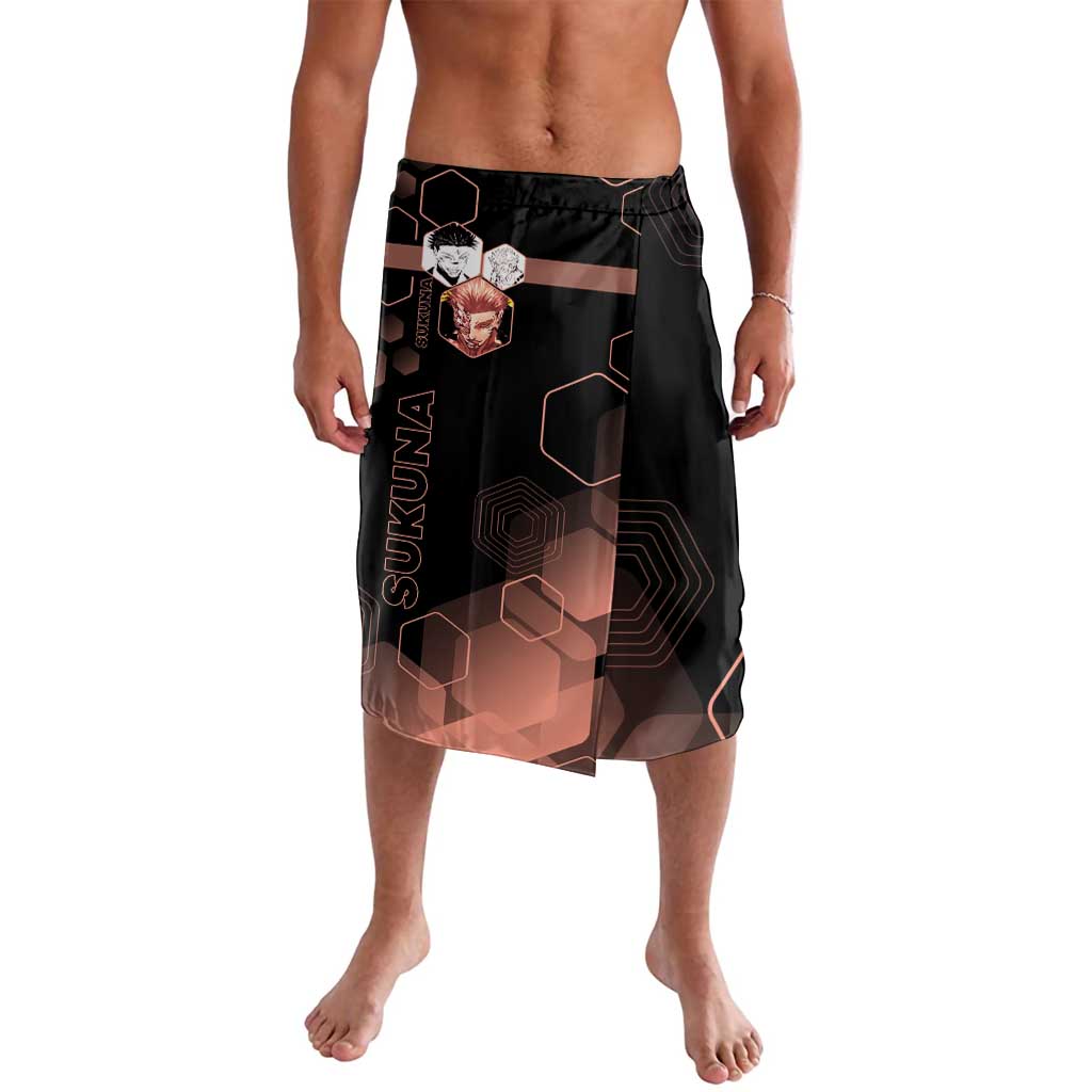 Ryomen Sukuna Jujutsu Kaisen Brown Hexagon Design Lavalava with Cursed Marks and Manga Style Art - The Mazicc