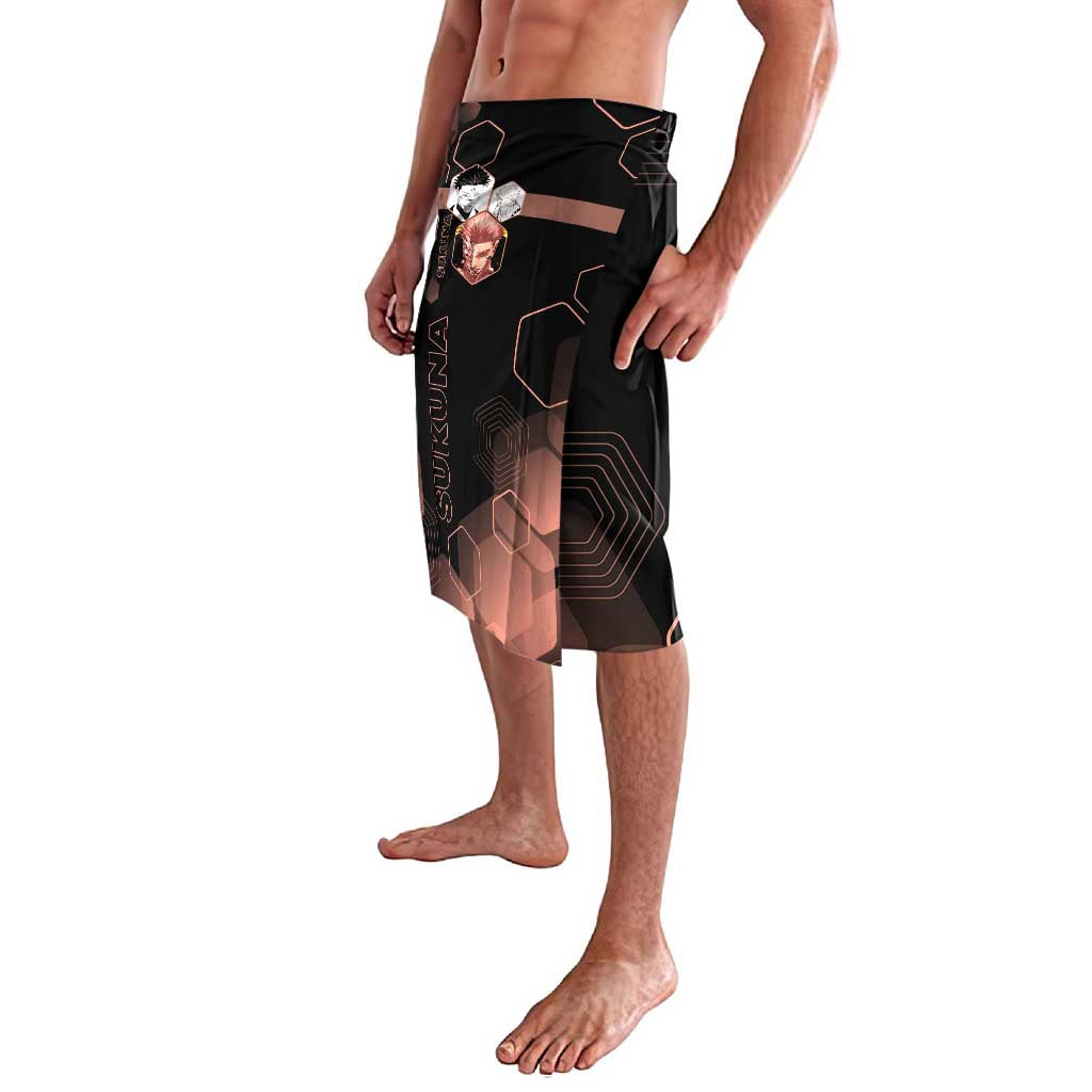 Ryomen Sukuna Jujutsu Kaisen Brown Hexagon Design Lavalava with Cursed Marks and Manga Style Art - The Mazicc