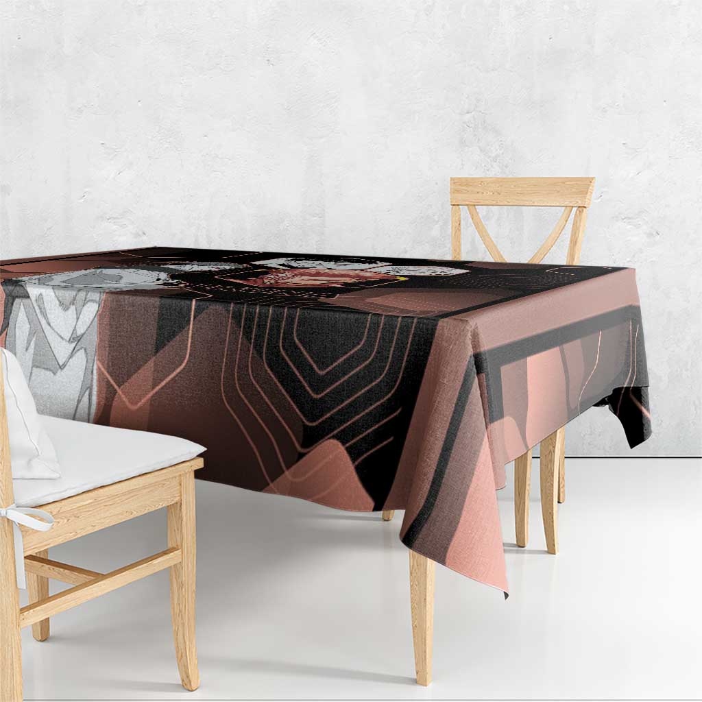 Ryomen Sukuna Jujutsu Kaisen Brown Hexagon Design Tablecloth with Cursed Marks and Manga Style Art - The Mazicc