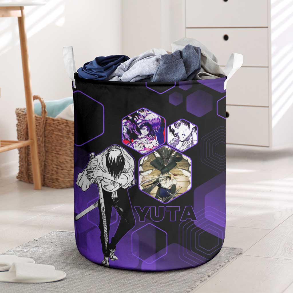 Yuta Okkotsu Jujutsu Kaisen Laundry Basket Purple Hexagon Design - The Mazicc
