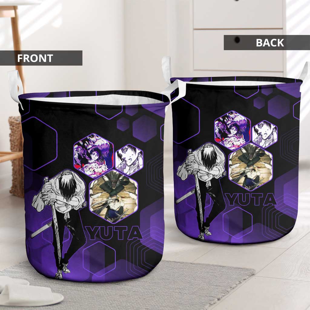 Yuta Okkotsu Jujutsu Kaisen Laundry Basket Purple Hexagon Design - The Mazicc
