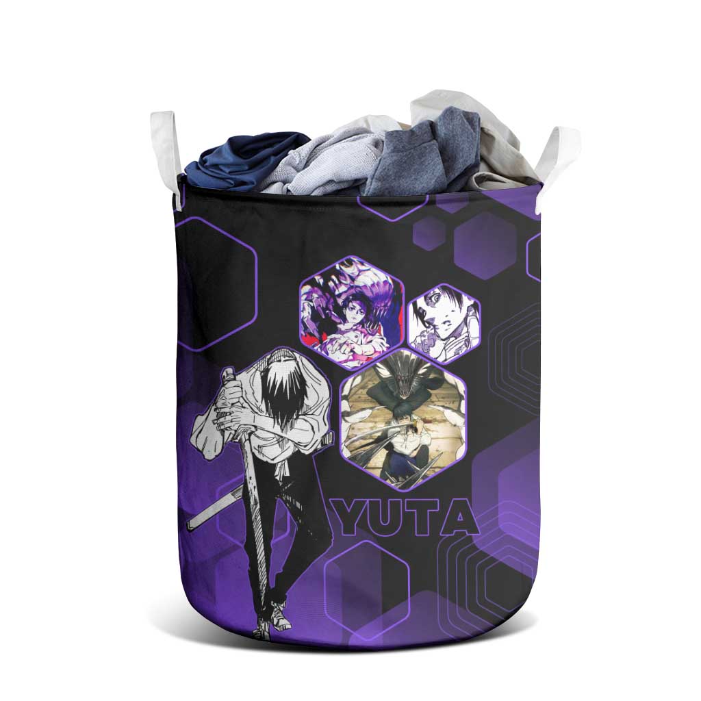 Yuta Okkotsu Jujutsu Kaisen Laundry Basket Purple Hexagon Design - The Mazicc