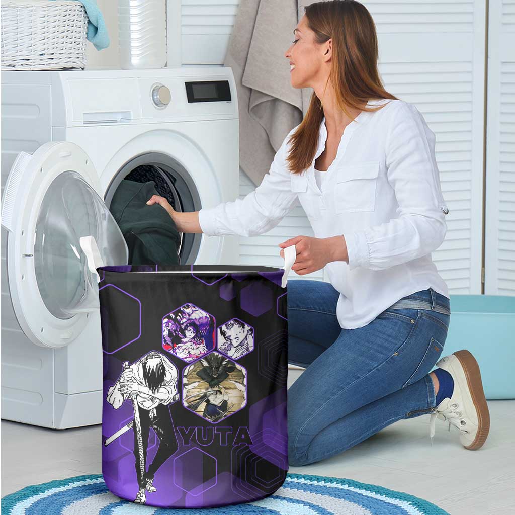Yuta Okkotsu Jujutsu Kaisen Laundry Basket Purple Hexagon Design - The Mazicc