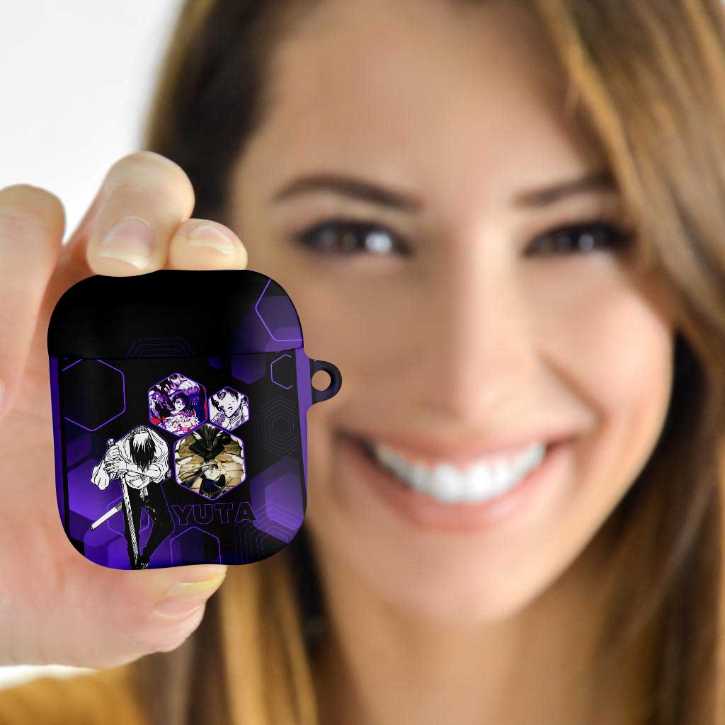 Yuta Okkotsu Jujutsu Kaisen AirPods Case Purple Hexagon Design - The Mazicc