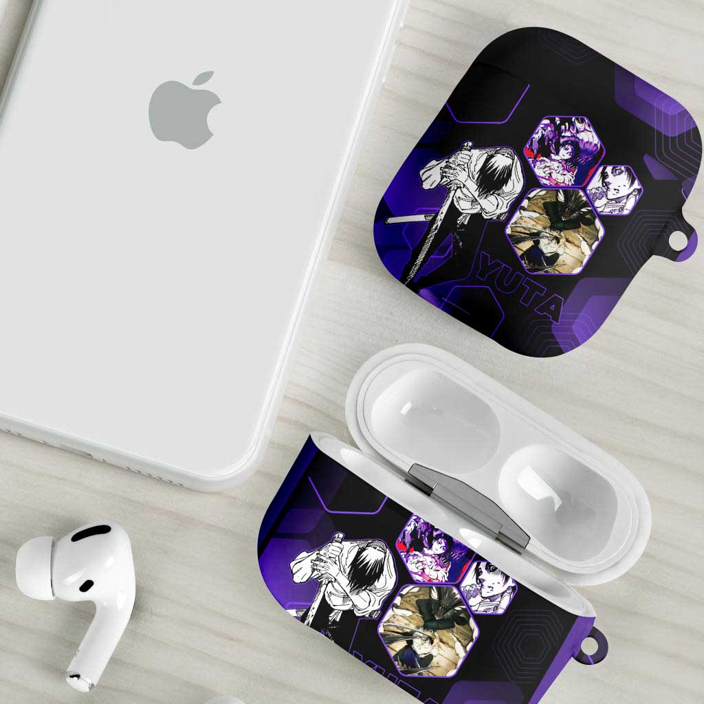 Yuta Okkotsu Jujutsu Kaisen AirPods Case Purple Hexagon Design - The Mazicc