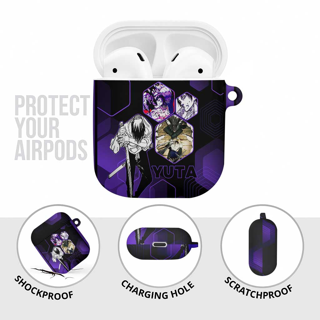 Yuta Okkotsu Jujutsu Kaisen AirPods Case Purple Hexagon Design - The Mazicc