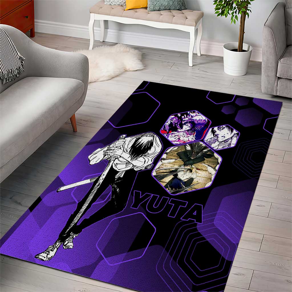 Yuta Okkotsu Jujutsu Kaisen Area Rug Purple Hexagon Design - The Mazicc