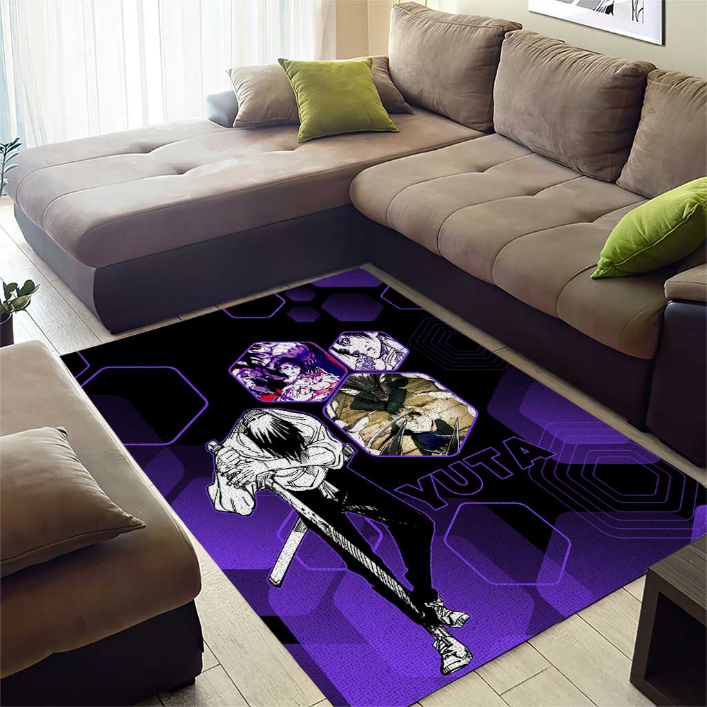 Yuta Okkotsu Jujutsu Kaisen Area Rug Purple Hexagon Design - The Mazicc