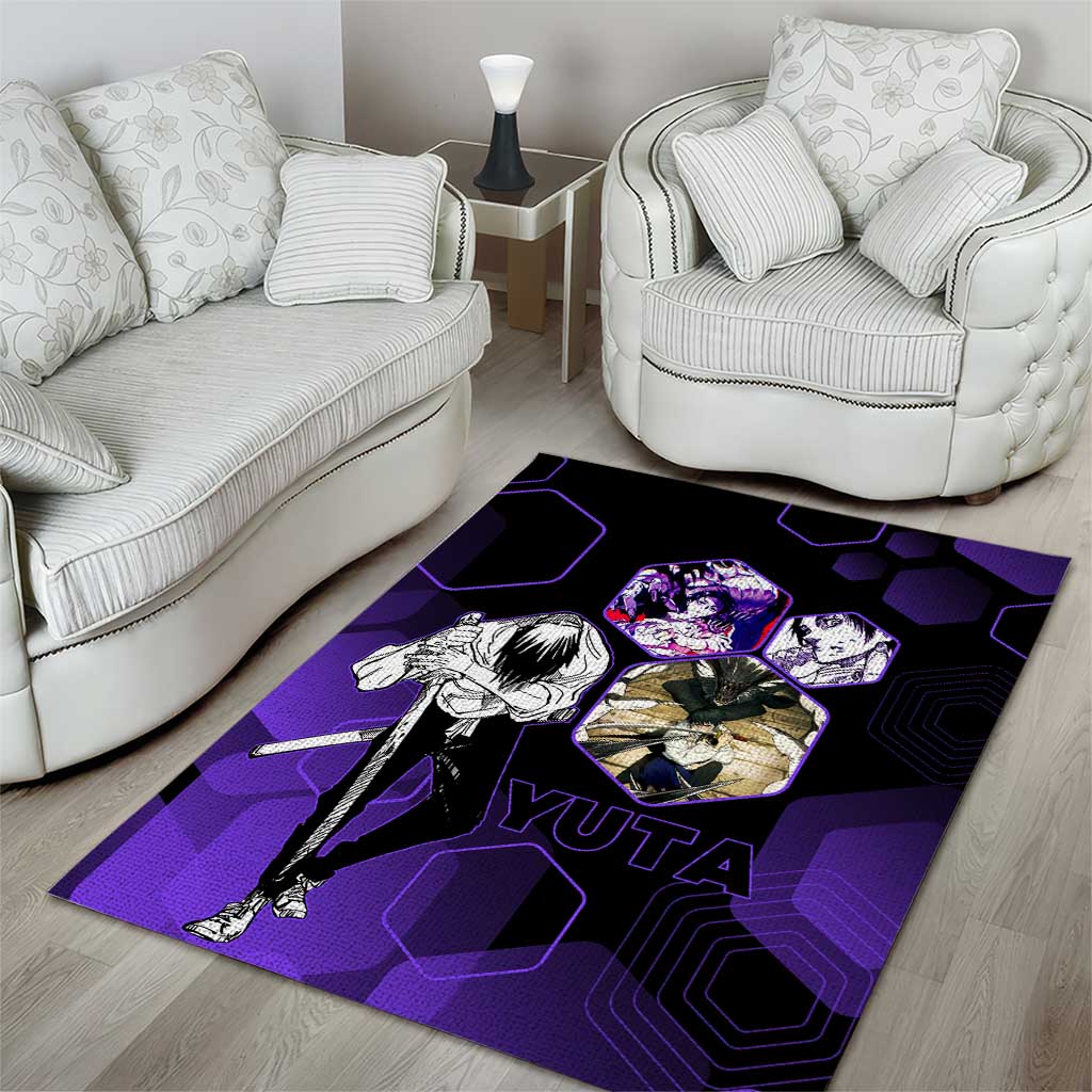 Yuta Okkotsu Jujutsu Kaisen Area Rug Purple Hexagon Design - The Mazicc