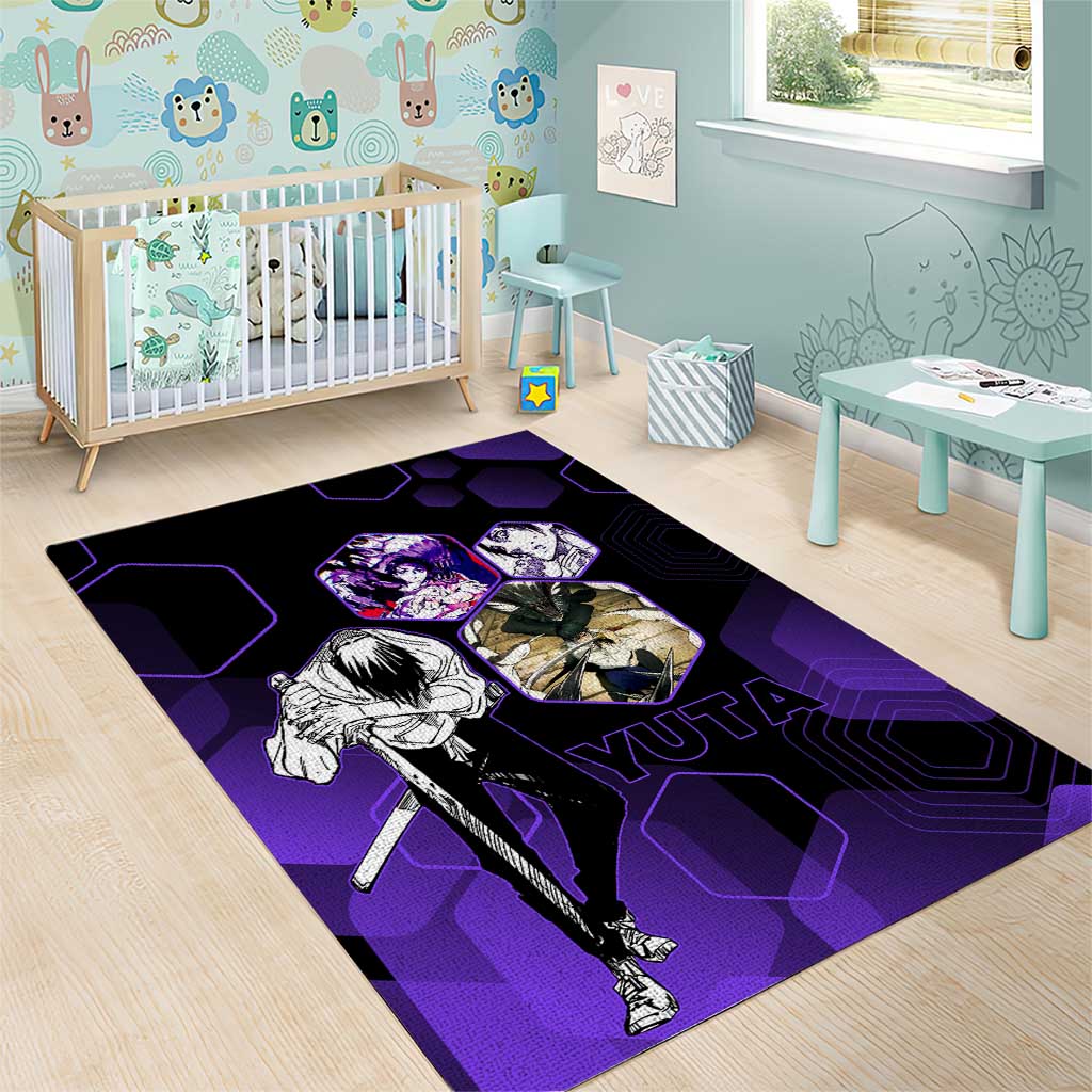 Yuta Okkotsu Jujutsu Kaisen Area Rug Purple Hexagon Design - The Mazicc