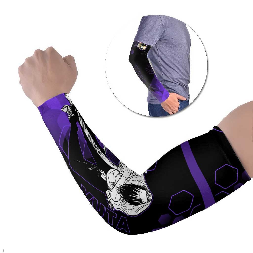 Yuta Okkotsu Jujutsu Kaisen Arm Sleeves Purple Hexagon Design - The Mazicc