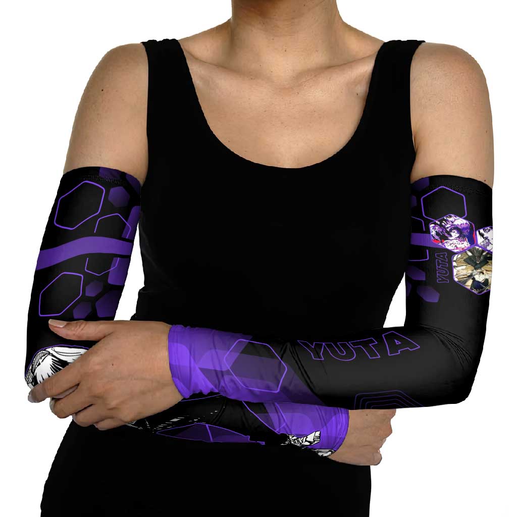Yuta Okkotsu Jujutsu Kaisen Arm Sleeves Purple Hexagon Design - The Mazicc