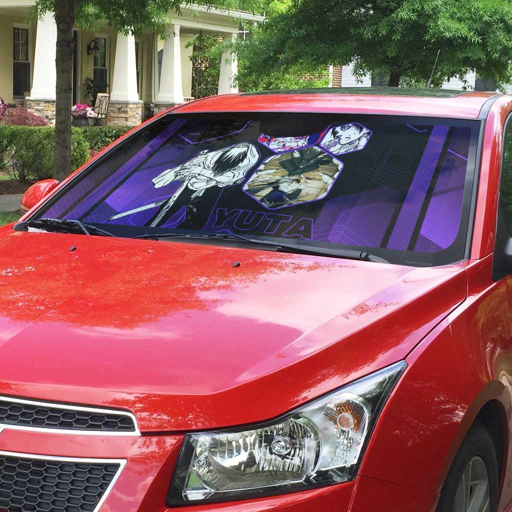 Yuta Okkotsu Jujutsu Kaisen Auto Sun Shade Purple Hexagon Design - The Mazicc