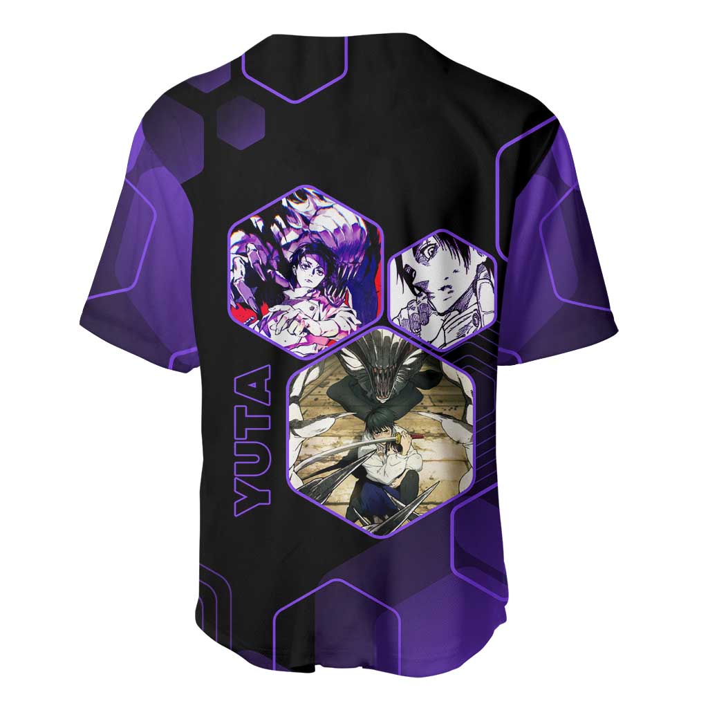 Yuta Okkotsu Jujutsu Kaisen Baseball Jersey Purple Hexagon Design - The Mazicc