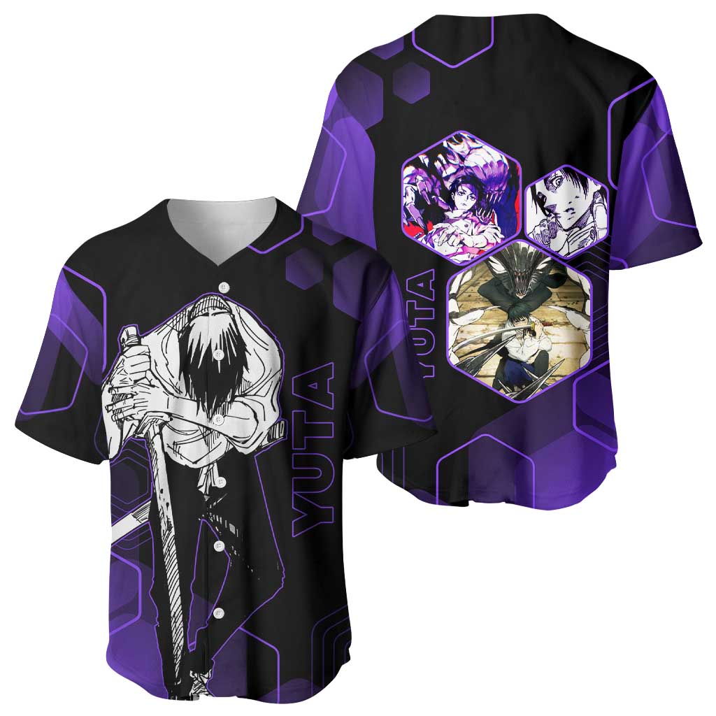 Yuta Okkotsu Jujutsu Kaisen Baseball Jersey Purple Hexagon Design - The Mazicc
