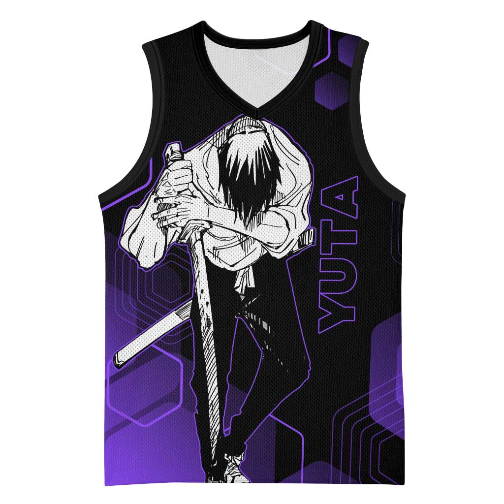 Yuta Okkotsu Jujutsu Kaisen Basketball Jersey Purple Hexagon Design - The Mazicc