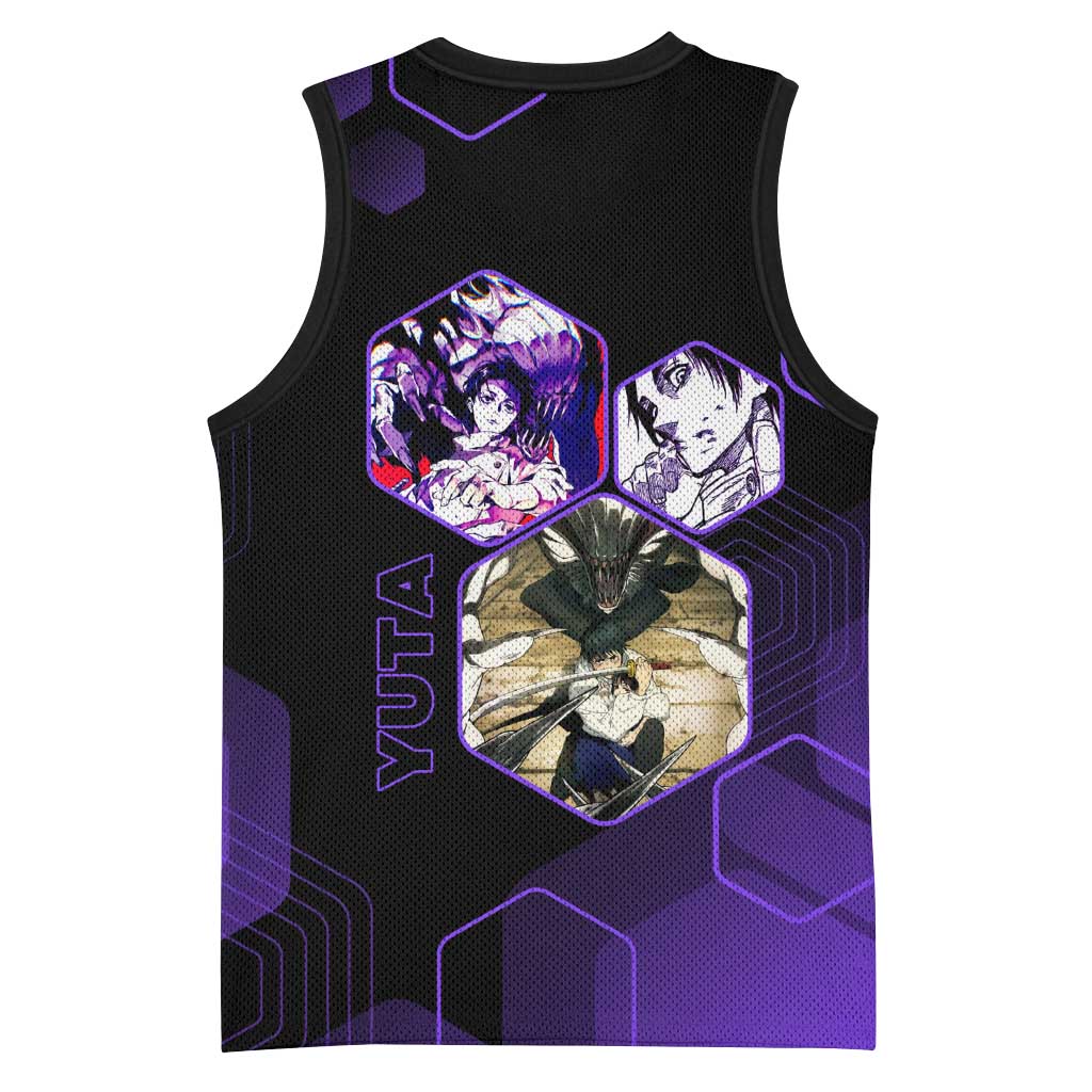Yuta Okkotsu Jujutsu Kaisen Basketball Jersey Purple Hexagon Design - The Mazicc