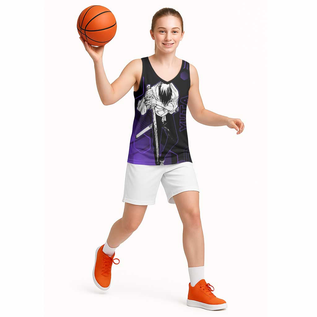 Yuta Okkotsu Jujutsu Kaisen Basketball Jersey Purple Hexagon Design - The Mazicc