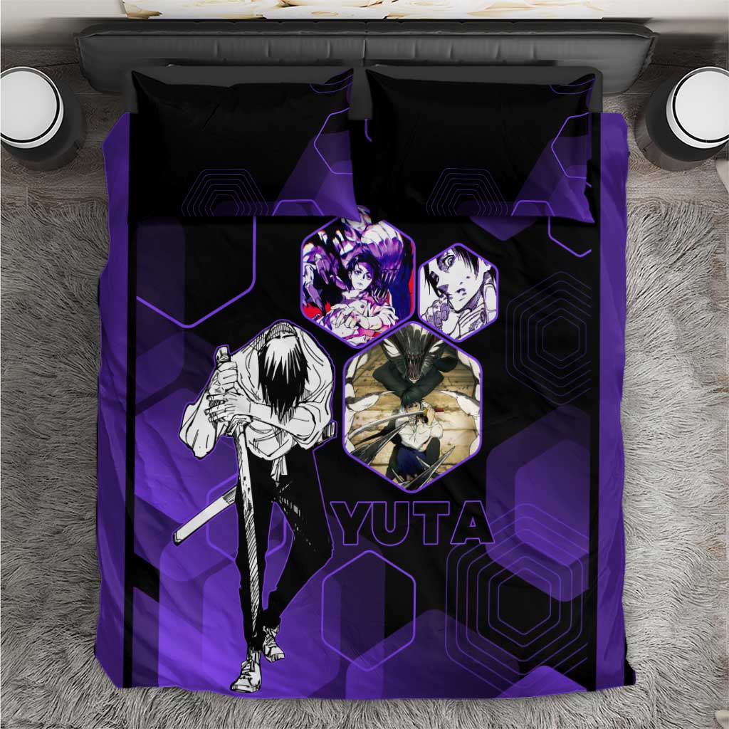 Yuta Okkotsu Jujutsu Kaisen Bedding Set Purple Hexagon Design - The Mazicc