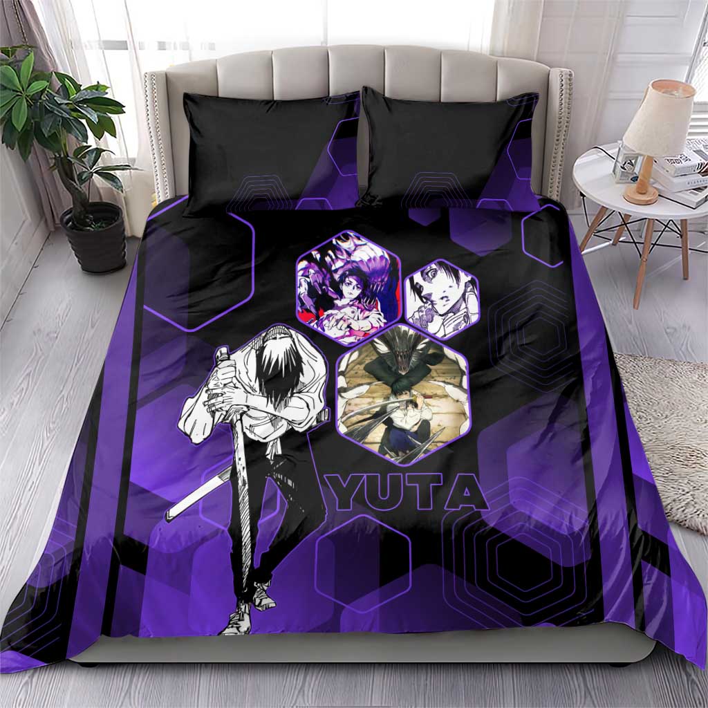 Yuta Okkotsu Jujutsu Kaisen Bedding Set Purple Hexagon Design - The Mazicc