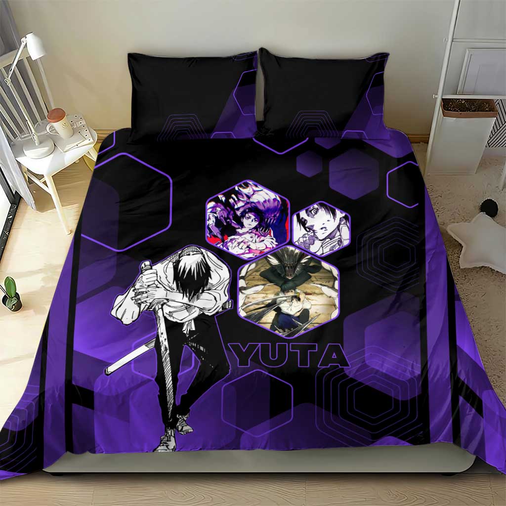 Yuta Okkotsu Jujutsu Kaisen Bedding Set Purple Hexagon Design - The Mazicc