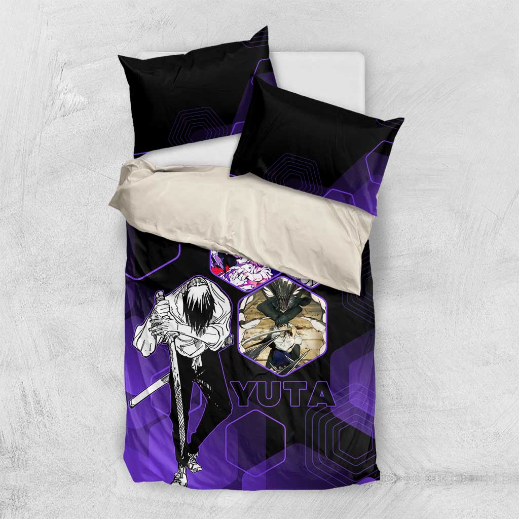 Yuta Okkotsu Jujutsu Kaisen Bedding Set Purple Hexagon Design - The Mazicc
