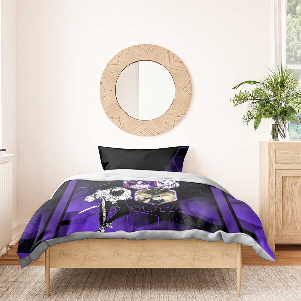 Yuta Okkotsu Jujutsu Kaisen Bedding Set Purple Hexagon Design - The Mazicc