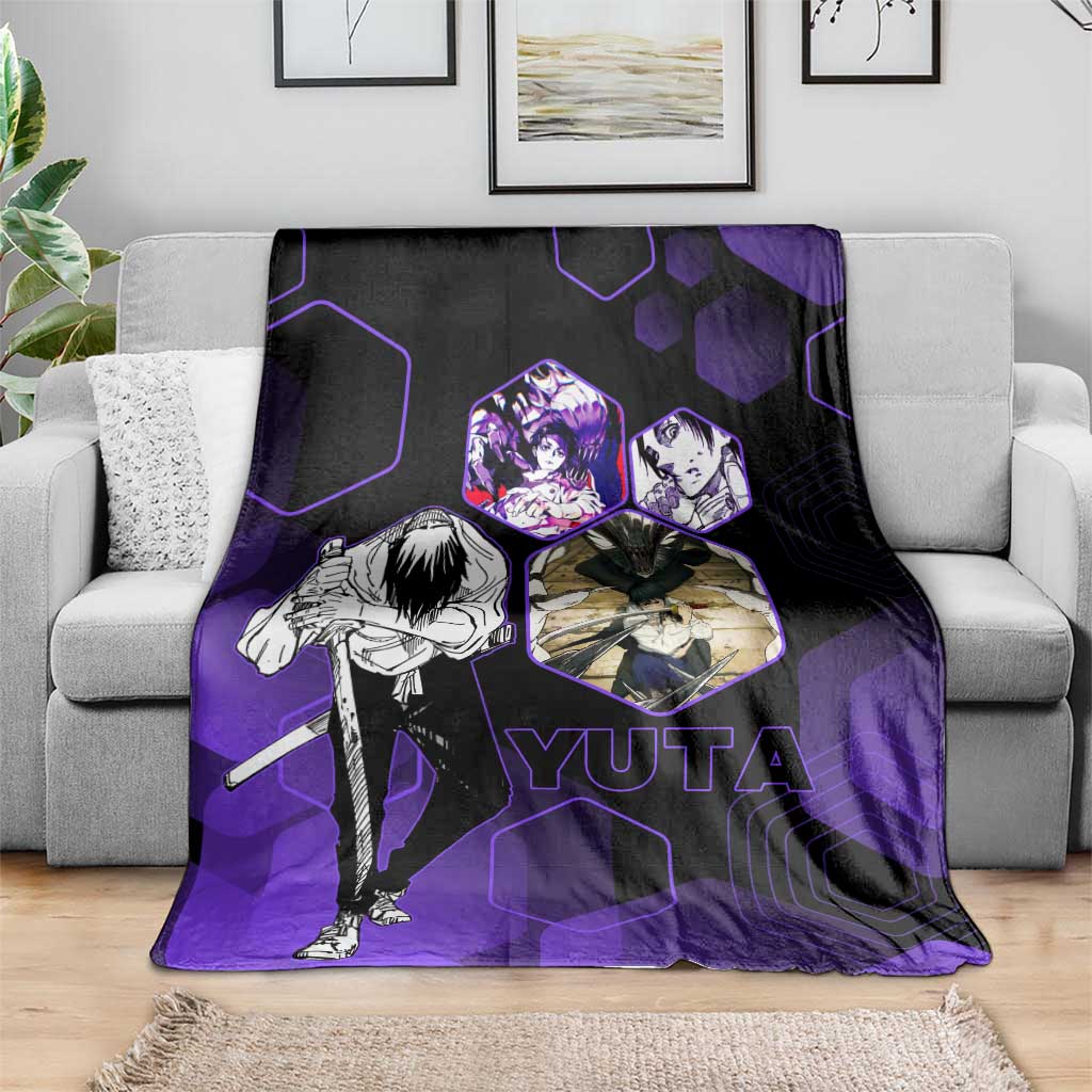 Yuta Okkotsu Jujutsu Kaisen Blanket Purple Hexagon Design - The Mazicc