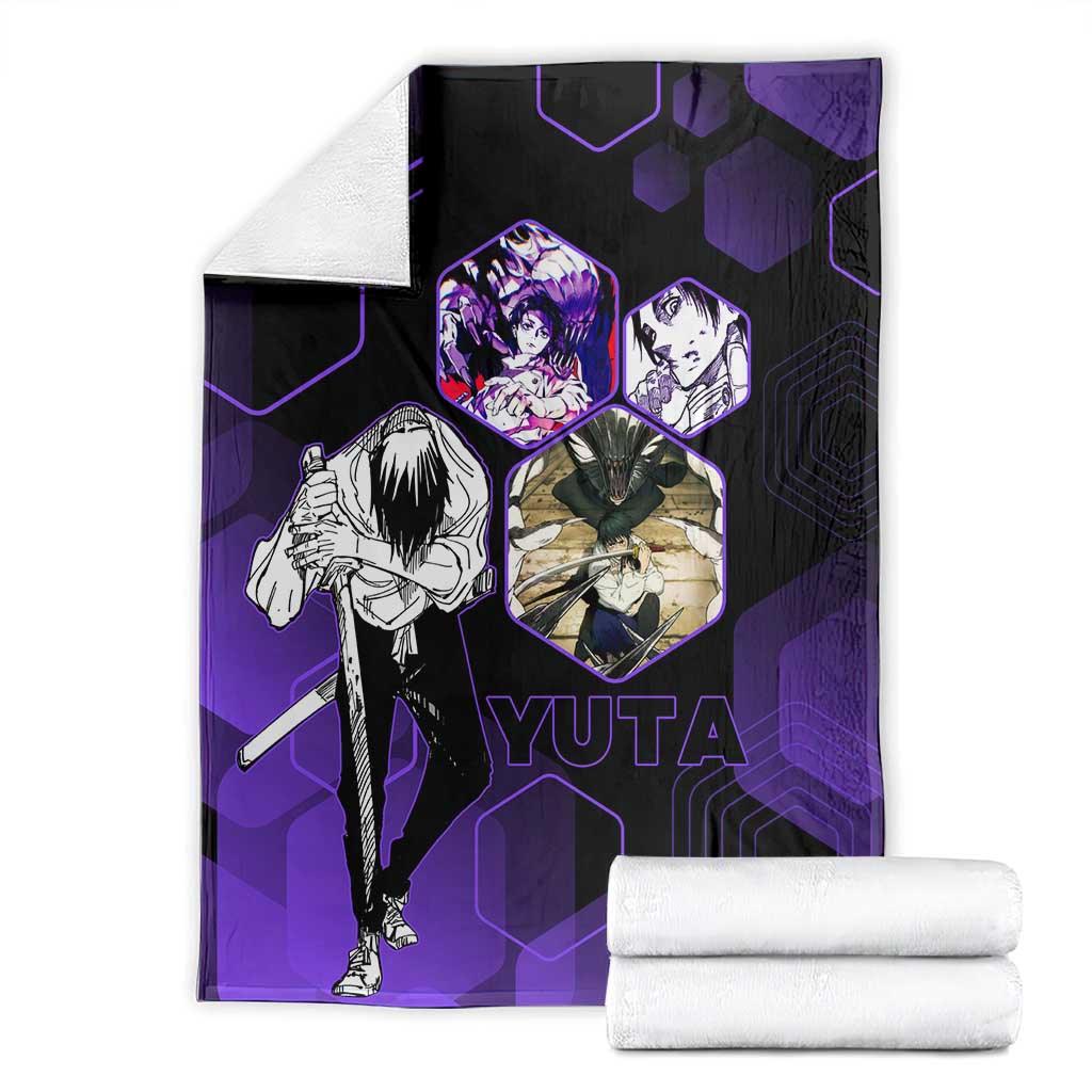 Yuta Okkotsu Jujutsu Kaisen Blanket Purple Hexagon Design - The Mazicc