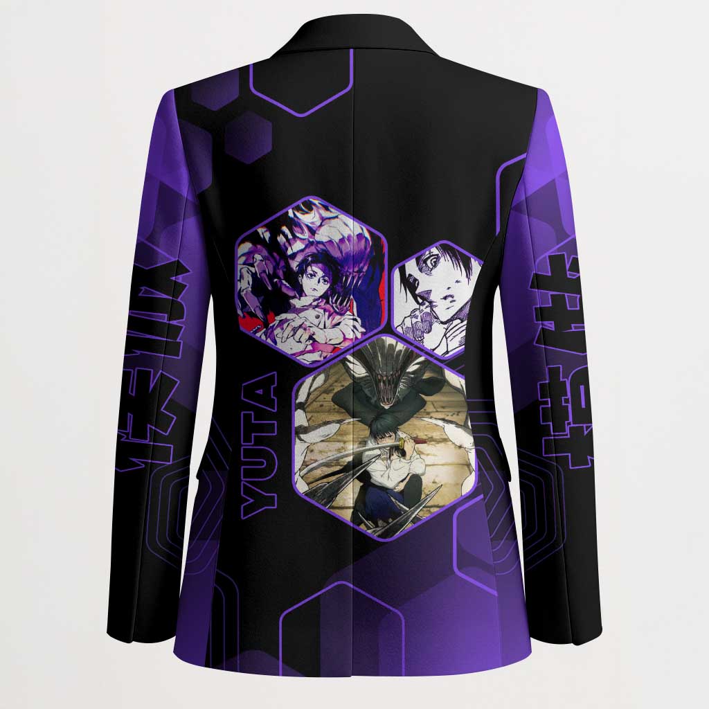 Yuta Okkotsu Jujutsu Kaisen Blazer Purple Hexagon Design - The Mazicc