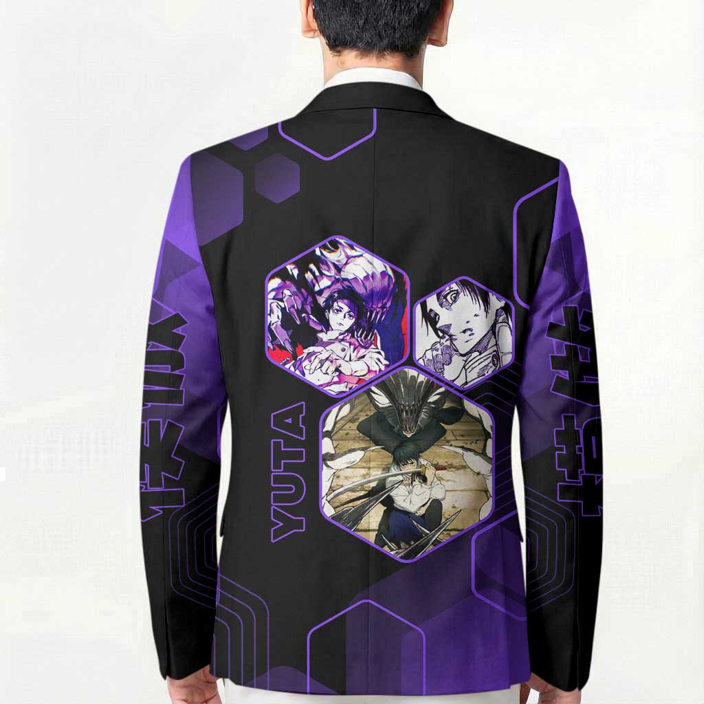 Yuta Okkotsu Jujutsu Kaisen Blazer Purple Hexagon Design - The Mazicc