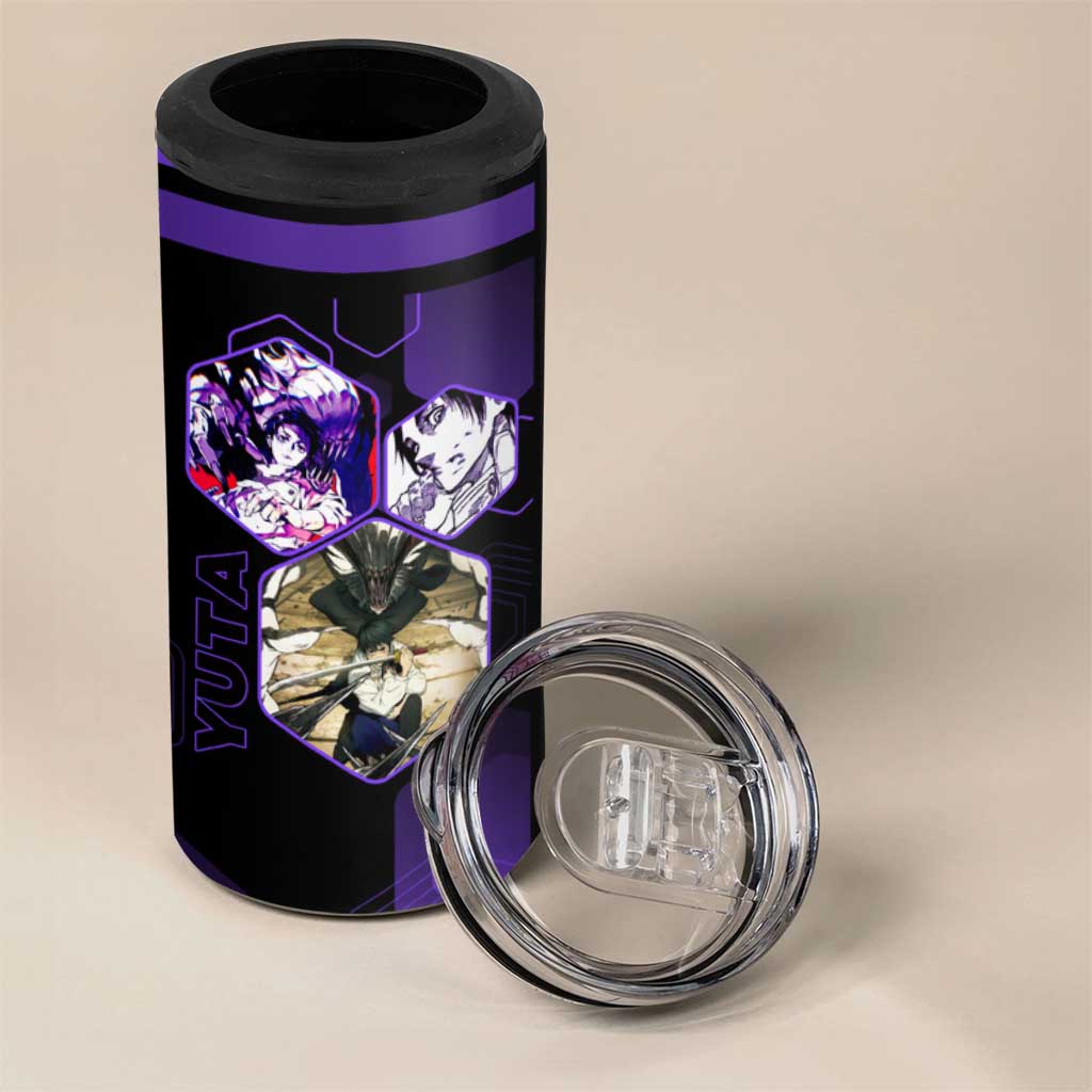 Yuta Okkotsu Jujutsu Kaisen 4 in 1 Can Cooler Tumbler Purple Hexagon Design - The Mazicc