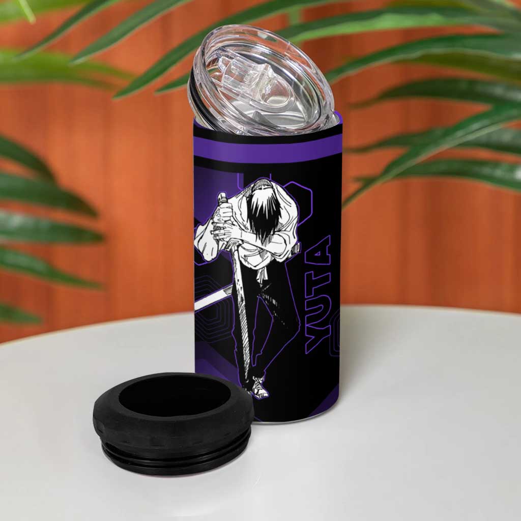 Yuta Okkotsu Jujutsu Kaisen 4 in 1 Can Cooler Tumbler Purple Hexagon Design - The Mazicc