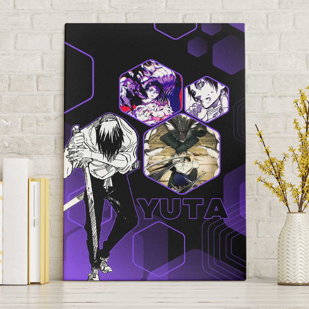 Yuta Okkotsu Jujutsu Kaisen Canvas Wall Art Purple Hexagon Design - The Mazicc