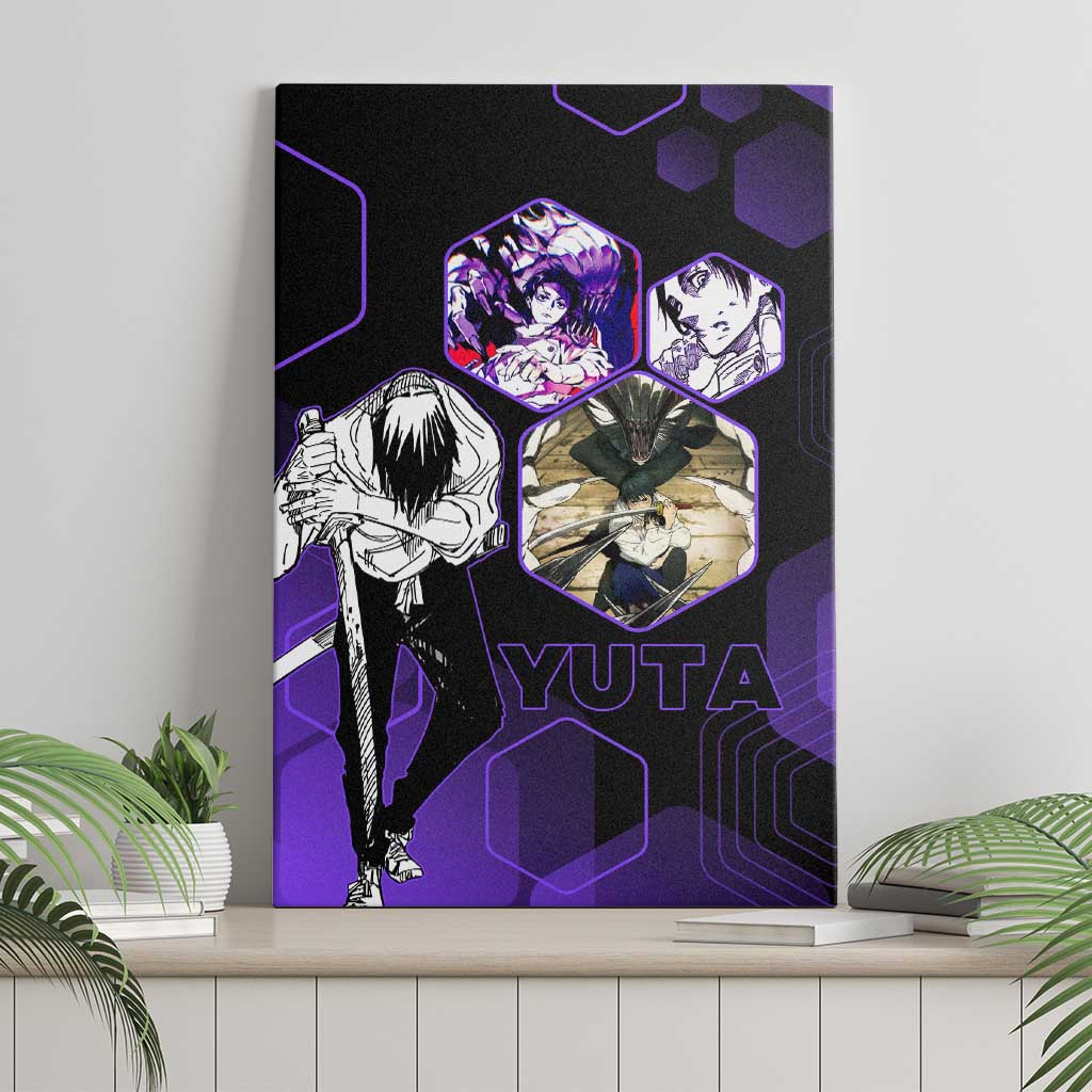 Yuta Okkotsu Jujutsu Kaisen Canvas Wall Art Purple Hexagon Design - The Mazicc
