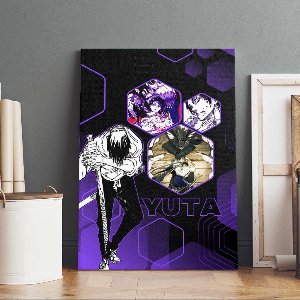 Yuta Okkotsu Jujutsu Kaisen Canvas Wall Art Purple Hexagon Design - The Mazicc