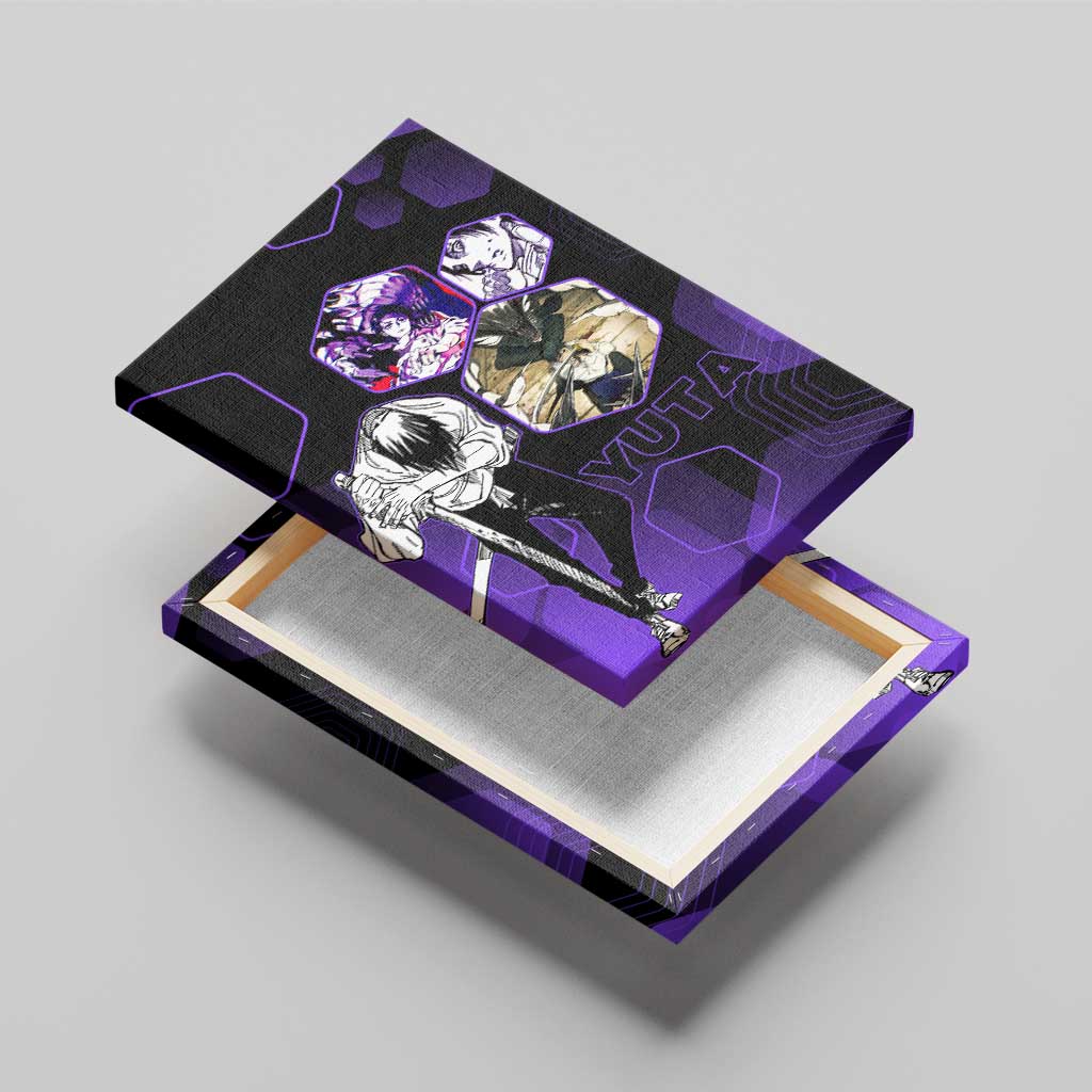 Yuta Okkotsu Jujutsu Kaisen Canvas Wall Art Purple Hexagon Design - The Mazicc