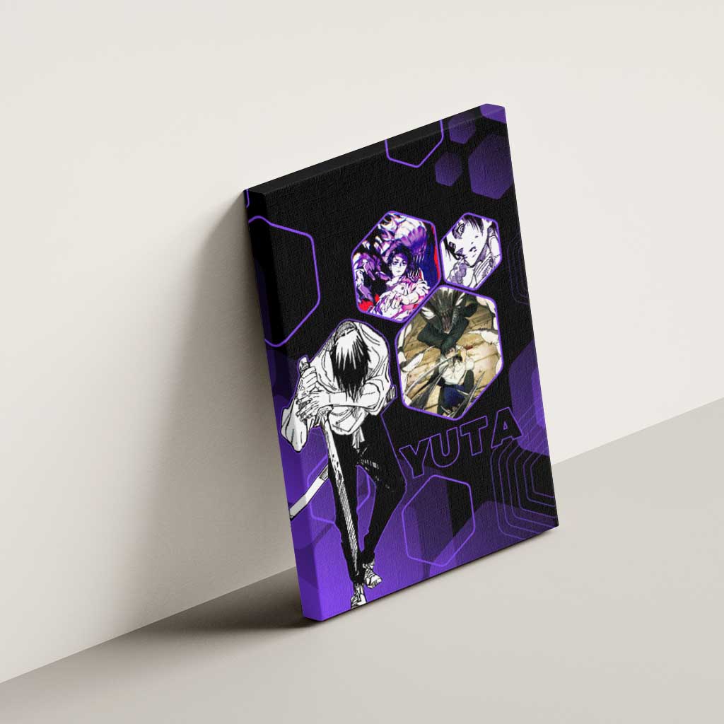 Yuta Okkotsu Jujutsu Kaisen Canvas Wall Art Purple Hexagon Design - The Mazicc