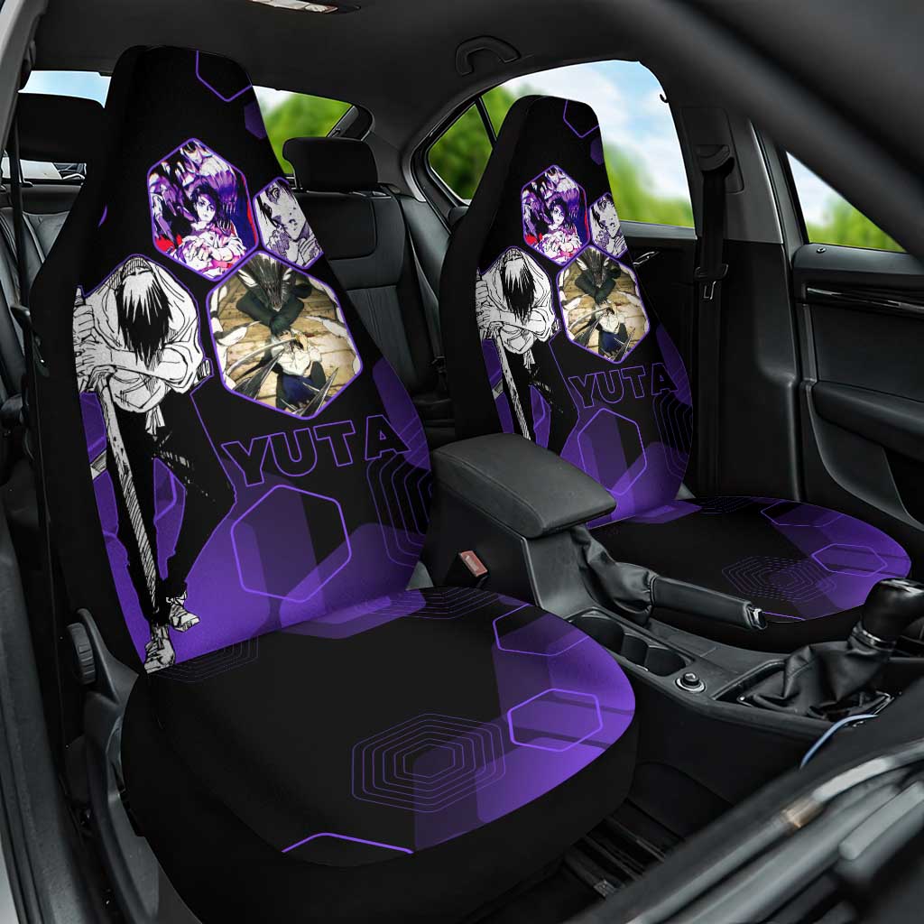 Yuta Okkotsu Jujutsu Kaisen Car Seat Cover Purple Hexagon Design - The Mazicc