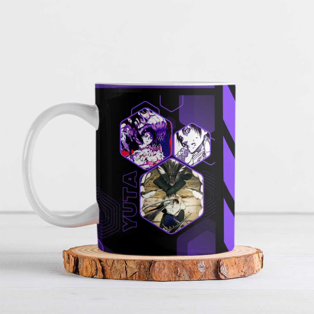 Yuta Okkotsu Jujutsu Kaisen Ceramic Mug Purple Hexagon Design - The Mazicc