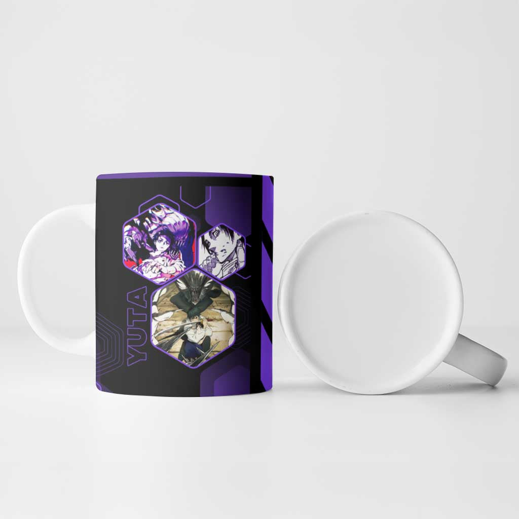 Yuta Okkotsu Jujutsu Kaisen Ceramic Mug Purple Hexagon Design - The Mazicc